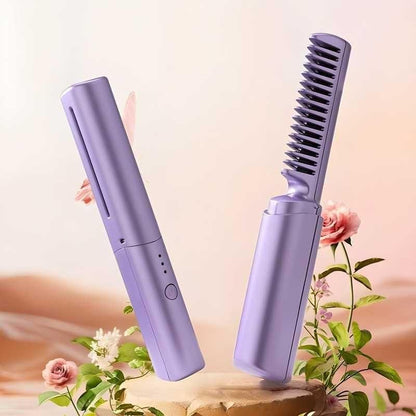 Portable Mini Hair Straightener Comb – Cordless & Travel Friendly