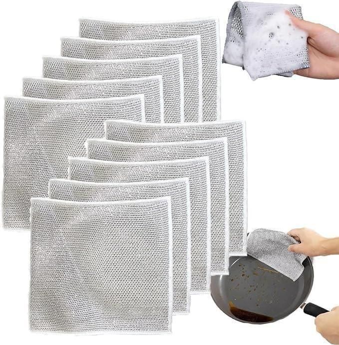 Multipurpose Wire Dishwashing Rags – Wet & Dry Cleaning Cloth (Pack of 10)