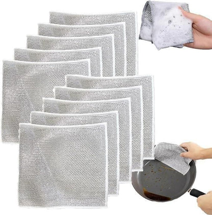 Multipurpose Wire Dishwashing Rags – Wet & Dry Cleaning Cloth (Pack of 10)